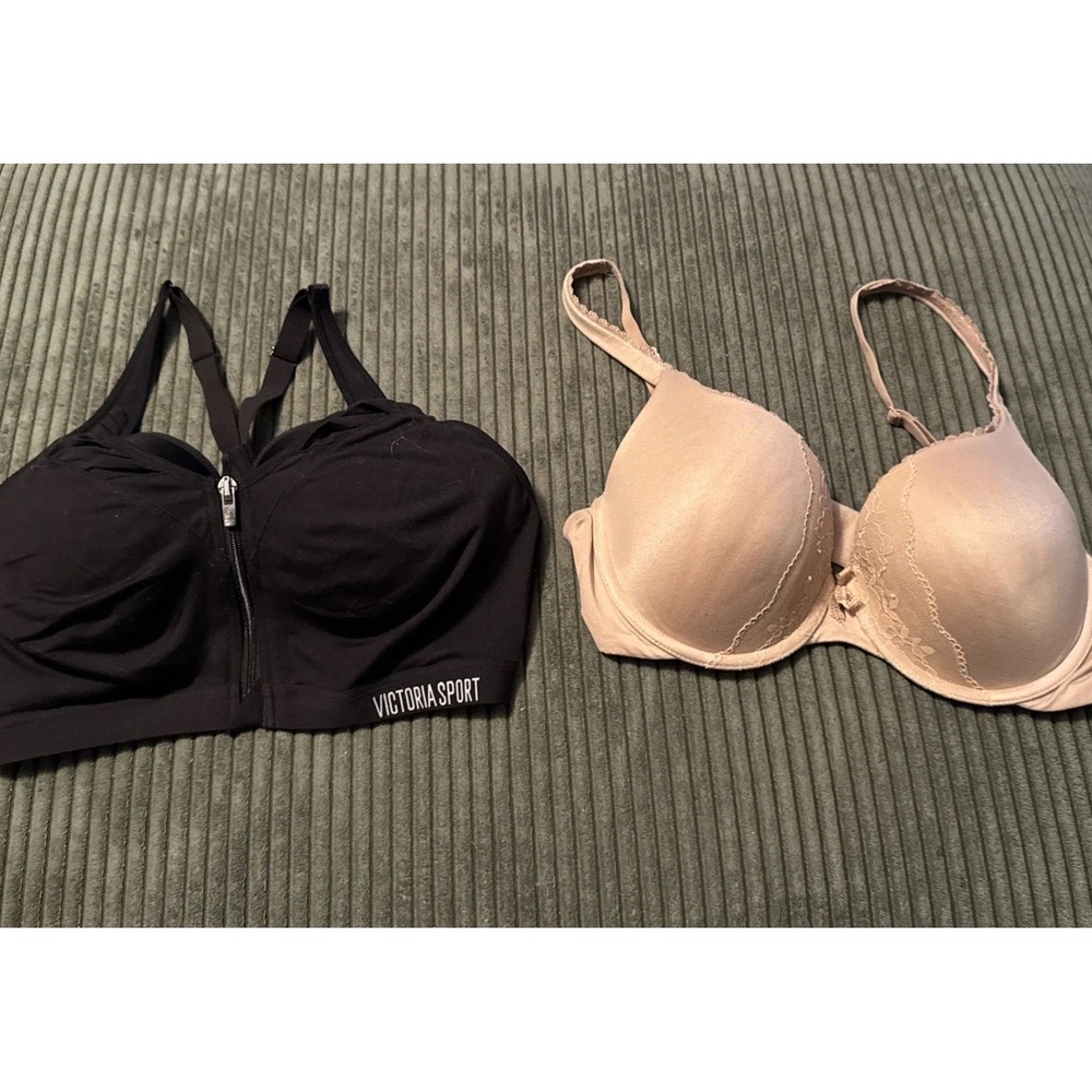 Victoria's Secret Women's Perfect Shape Bra  Knockout Sport Front Zip Lot 2 34d